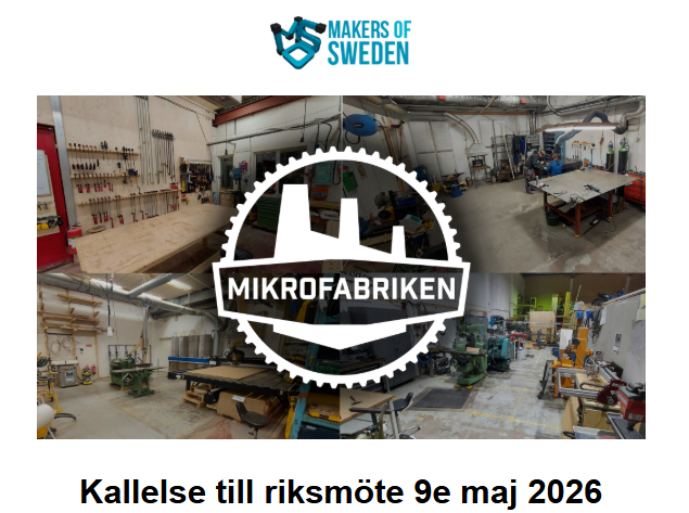 Kallelse till riksmöte Makers of Sweden 9 maj 2026